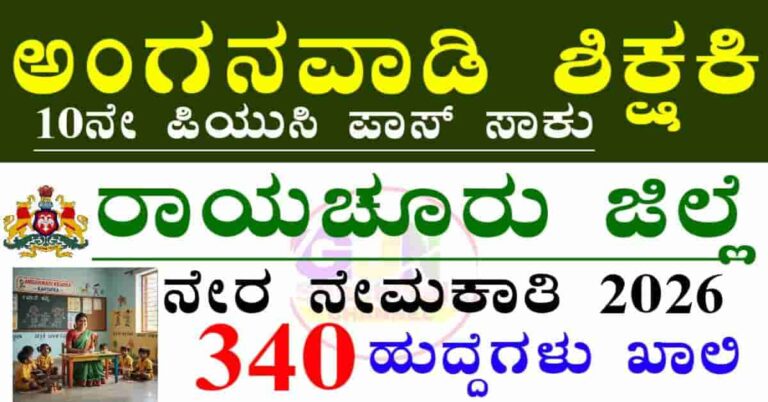 WCD Raichur Anganwadi Recruitment 2026