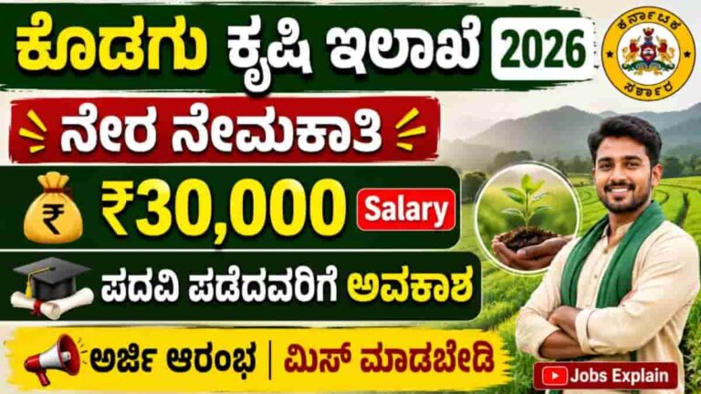 Agriculture Department Kodagu Recruitment 2026