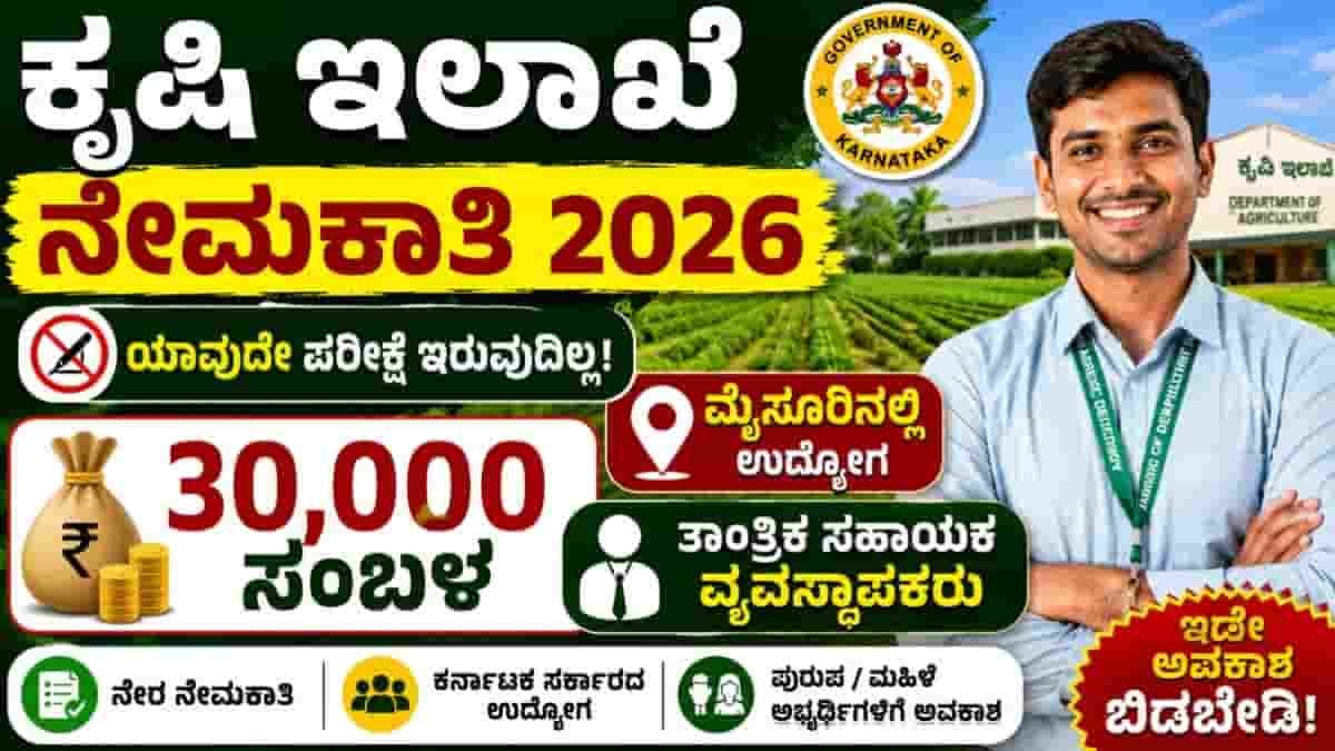 Agriculture Department Mysore Recruitment 2026